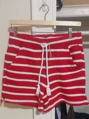 Talbots Red & White Striped Drawstring Athletic Shorts